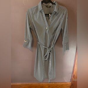 Mlle Gabrielle Black and White Striped Dress Size M